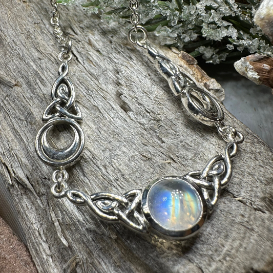 Celtic Triple Moon Necklace in Sterling Silver