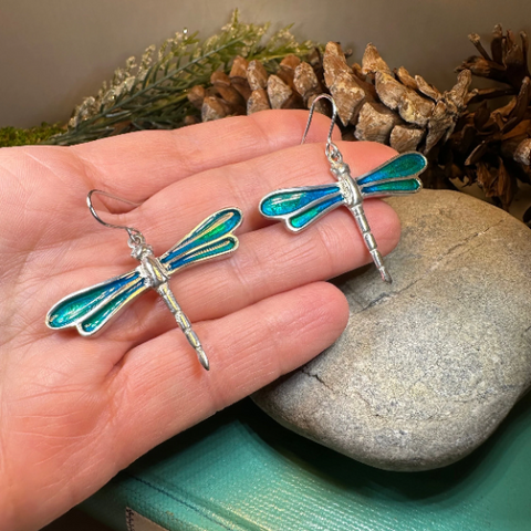 Load image into Gallery viewer, Blue Dragonfly Dangle Earrings for Women