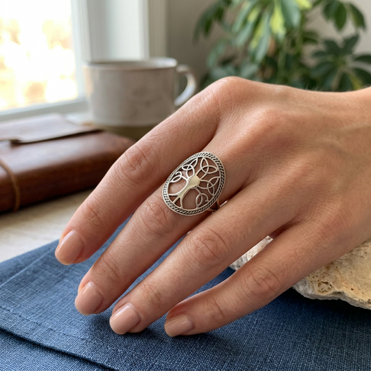 Enchanted Celtic Tree of Life Ring in Sterling Silver