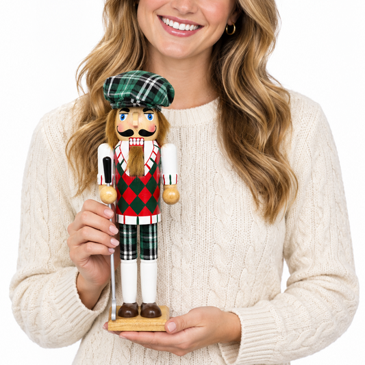 Green Plaid Golfer Nutcracker