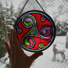 Load image into Gallery viewer, Red Celtic Sprial & Trinity Knot Suncatcher