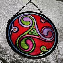 Load image into Gallery viewer, Red Celtic Sprial & Trinity Knot Suncatcher
