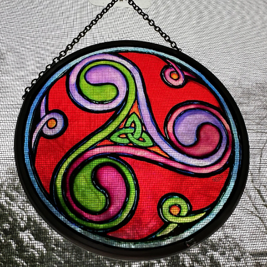 Red Celtic Sprial & Trinity Knot Suncatcher