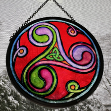 Load image into Gallery viewer, Red Celtic Sprial & Trinity Knot Suncatcher