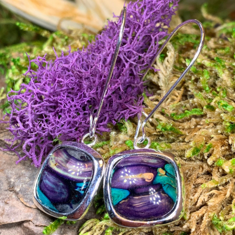 Load image into Gallery viewer, Heathergems Celtic Square Earrings - Handmade in Scotland