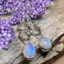 Load image into Gallery viewer, Moonstone Owl Earrings

