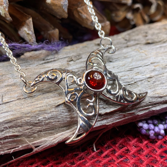 Morgana Celtic Moon Necklace in Sterling Silver — view 9