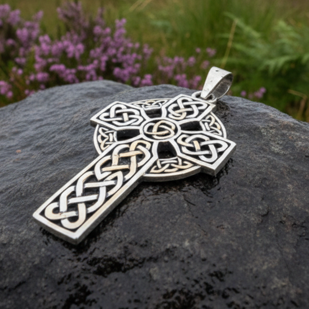 Traditional Celtic Cross Necklace in sterling silver