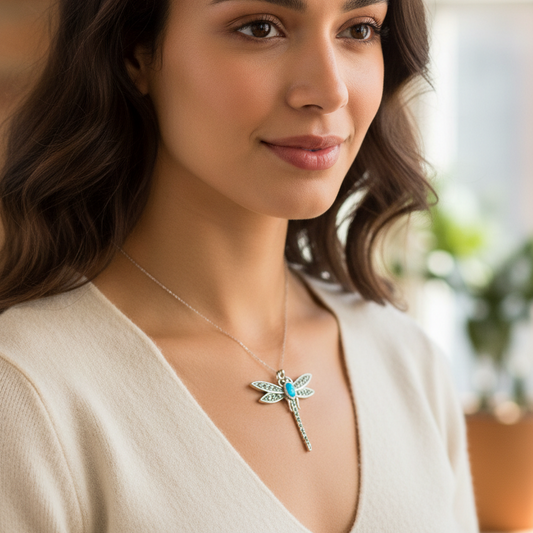 Opal Dragonfly Necklace — view 2