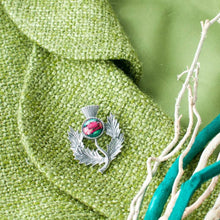 Load image into Gallery viewer, Pewter Heathergems Thistle Brooch