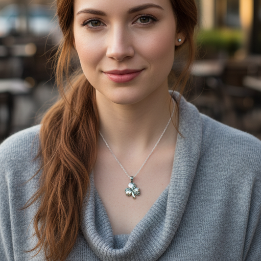 Shamrock Marcasite Necklace