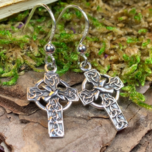 Load image into Gallery viewer, Dove Celtic Cross Earrings