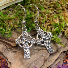 Load image into Gallery viewer, Dove Celtic Cross Earrings
