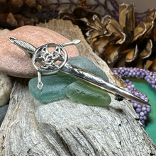 Load image into Gallery viewer, Trinity Knot Sword Kilt Pin