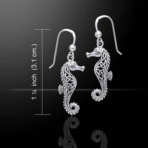 Load image into Gallery viewer, Seahorse Earrings, Celtic Jewelry, Nautical Jewelry, Mom Gift, Anniversary Gift, Irish Jewelry, Wife Gift, Beach Jewelry, Ocean Jewelry