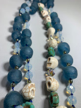 Load image into Gallery viewer, Long Beaded Necklace, Hand Knotted Jewelry, Beach Glass Jewelry, Boho Jewelry, Yoga Jewelry, Art Deco Necklace, Crystal Necklace, Graduation