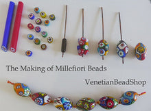 Load image into Gallery viewer, Long Beaded Necklace, Hand Knotted Necklace, Skull jewelry, Boho Necklace, Yoga Jewelry, Art Deco Necklace, Millefiori Bead Necklace