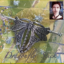 Load image into Gallery viewer, Dragonfly Hair Slide, Celtic Barrette, Hair Jewelry, Wiccan Jewelry, Celtic Jewelry, Shawl Pin, Art Deco Jewelry, Bun Holder