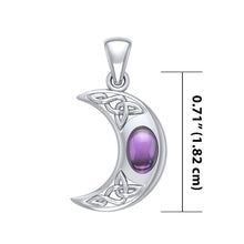 Load image into Gallery viewer, Moon Necklace, Celtic Jewelry, Celestial Jewelry, Wiccan Jewelry, Gemstone Jewelry, Crescent Moon Pendant, Irish Jewelry, Anniversary Gift
