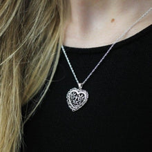 Load image into Gallery viewer, Thistle Necklace, Celtic Jewelry, Scotland Jewelry, Scottish Thistle Necklace, Outlander Jewelry, Nature Necklace, Heart Pendant, Wife Gift