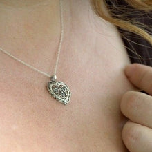 Load image into Gallery viewer, Thistle Necklace, Celtic Jewelry, Scotland Jewelry, Scottish Thistle Necklace, Outlander Jewelry, Nature Necklace, Heart Pendant, Wife Gift