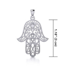 Load image into Gallery viewer, Hamsa Hand Necklace, Celtic Jewelry, Evil Eye Jewelry, Yoga Jewelry, Celtic Knot Jewelry, Protection Jewelry, Hand Jewelry, Yoga Gift