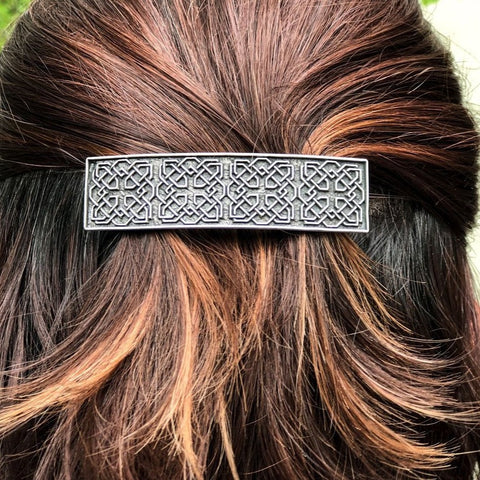 Load image into Gallery viewer, Pewter Celtic Harmony Knot Hair Clip for Women