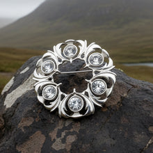 Load image into Gallery viewer, Crystal Celtic Thistle Brooch - Handmade in Scotland