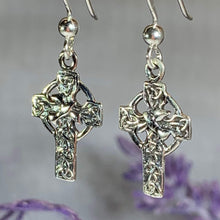 Load image into Gallery viewer, Dove Celtic Cross Earrings