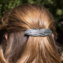 Load image into Gallery viewer, Dragonfly Hair Clip, Celtic Barrette, Hair Jewelry, Wiccan Jewelry, Celtic Jewelry, Art Deco Jewelry, Bun Holder, Mom Gift, Sister Gift