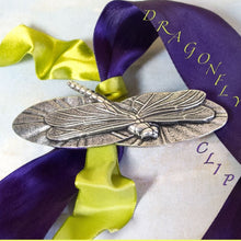 Load image into Gallery viewer, Dragonfly Hair Clip, Celtic Barrette, Hair Jewelry, Wiccan Jewelry, Celtic Jewelry, Art Deco Jewelry, Bun Holder, Mom Gift, Sister Gift