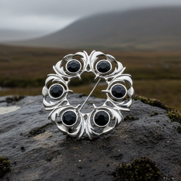 Crystal Celtic Thistle Brooch - Handmade in Scotland — view 10