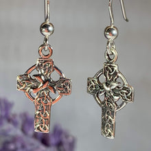 Load image into Gallery viewer, Dove Celtic Cross Earrings