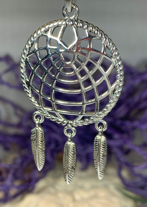 Load image into Gallery viewer, Dreamcatcher Necklace in Sterling Silver