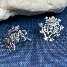 Load image into Gallery viewer, Luckenbooth Earrings, Scotland Jewelry, Celtic Jewelry, Thistle Jewelry, Anniversary Gift, Bridal Jewelry, Heart Jewelry, Mom Gift