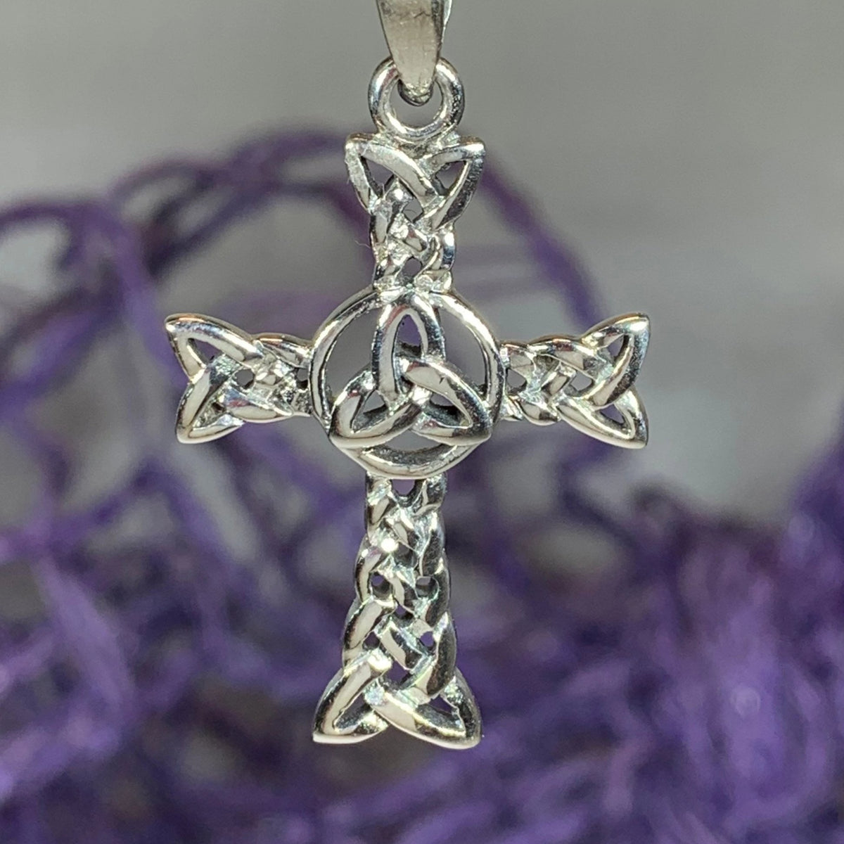 Trinity Knot Cross Necklace Celtic Crystal Design Jewelry
