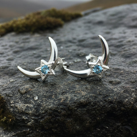 Load image into Gallery viewer, Moon & Stars Post Earrings