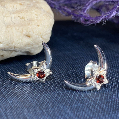 Load image into Gallery viewer, Moon & Stars Post Earrings