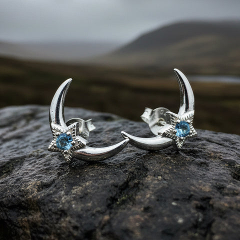 Load image into Gallery viewer, Moon & Stars Post Earrings