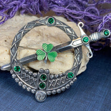Load image into Gallery viewer, Irish Shamrock Shield Kilt Pin