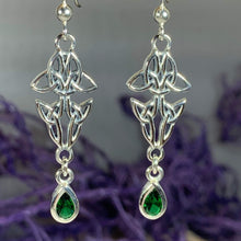Load image into Gallery viewer, Emerald Crystal Trinity Knot Earrings
