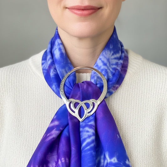 Pewter Celtic Heart Scarf Ring - Handmade in Scotland