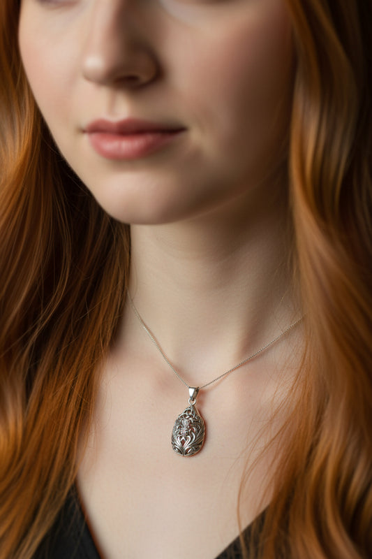 Tobermory Scottish Thistle Necklace in Sterling Silver