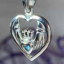 Load image into Gallery viewer, Traditional Irish Claddagh necklace symbolizing love, loyalty and friendship. Sterling silver Irish jewelry Celtic Crystal Designs
