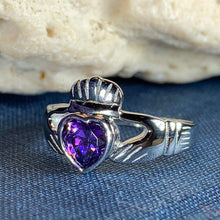 Load image into Gallery viewer, Amethyst Claddagh Ring 05