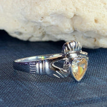 Load image into Gallery viewer, Traditional Irish Claddagh ring symbolizing love, loyalty and friendship. Sterling silver Irish jewelry Celtic Crystal Designs