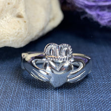 Load image into Gallery viewer, Traditional Irish Claddagh ring symbolizing love, loyalty and friendship. Sterling silver Irish jewelry Celtic Crystal Designs