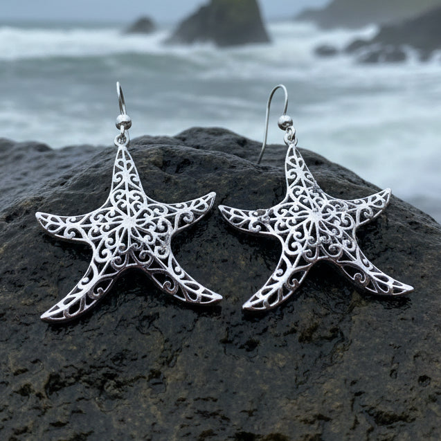 Cassie Starfish Earrings - Sterling Silver – Celtic Crystal Design