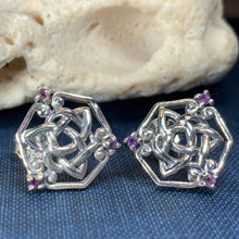 Load image into Gallery viewer, Amethyst Trinity Knot Stud Earrings