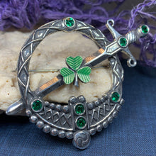 Load image into Gallery viewer, Irish Shamrock Shield Kilt Pin